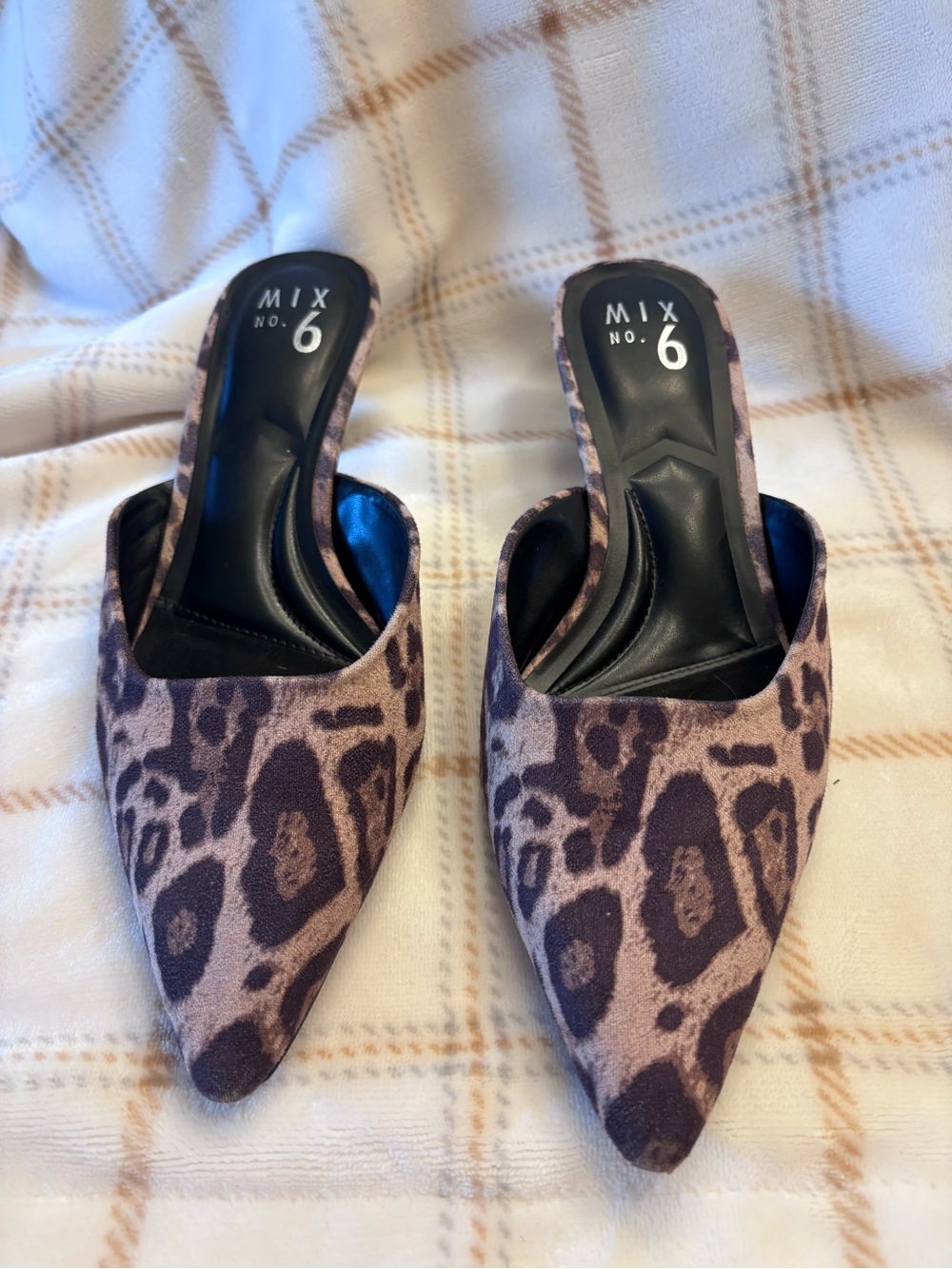 Mix No. 6 Leopard Print Pointed-Toe Slip-On Mules in Brown and Dark Brown